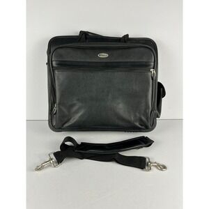 Targus Briefcase Black Leather Messenger Bag Professional Holds 17" Laptop